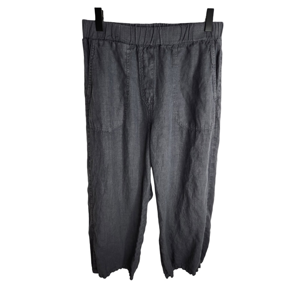 Cut Loose Linen Easy Crop Pant Women S Wide Leg Dark Gray Pull On Lagenlook USA